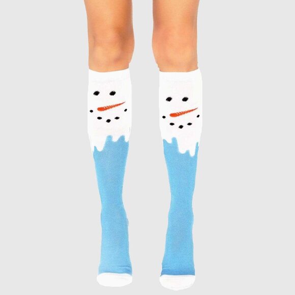 Snow Man Socks Womens One Size OS Festive Holiday Costume Hosiery - Picture 4 of 7